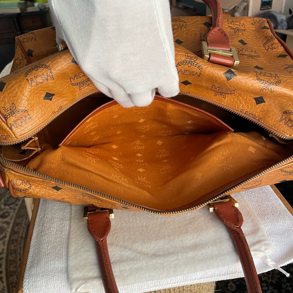 MCM Authentic Vintage Tan and Brown Visetos Handbag - Picture 9 of 16